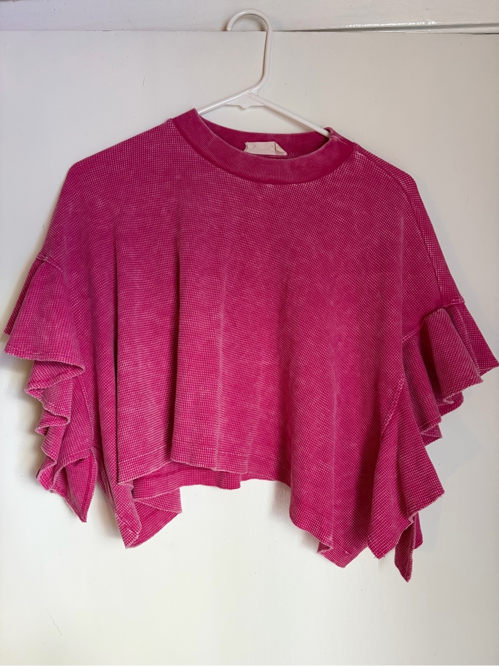 Altar'd State Vibrant Fuchsia Ruffled Knit Top